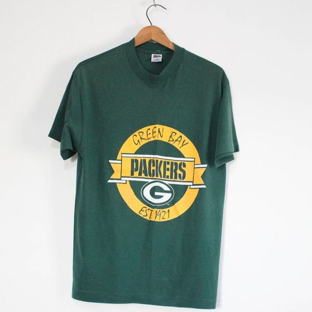 Vintage 80s Green Bay Packers NFL Football Green T Shirt Mens XL